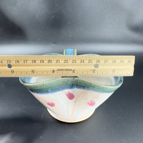 2004 North Carolina RUSSELLWOOD Pottery Hand Made Basket Dish Bowl Signed NC VTG - Picture 4 of 10